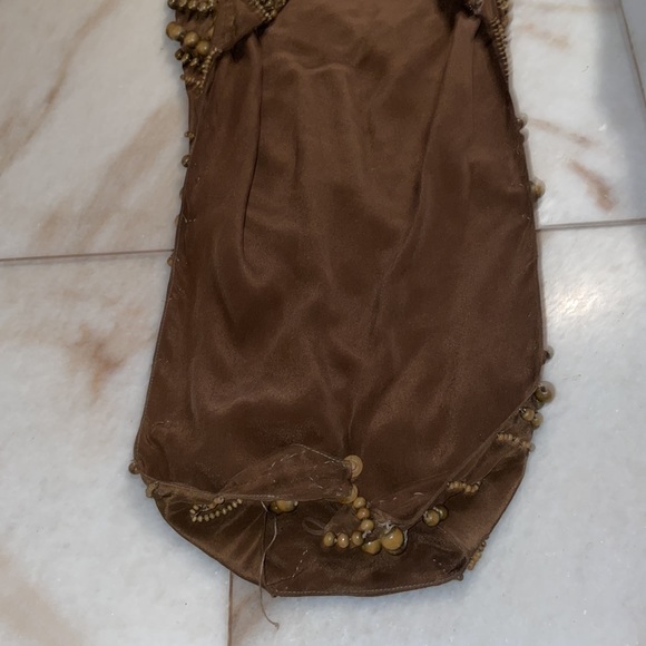 Sherry Bodel runway piece brown with ground beads heavy dress small - Picture 7 of 11